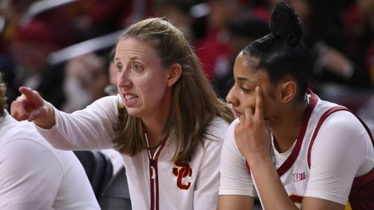USC Trojans head coach Lindsay Gottlieb talks to guard JuJu Watkins (12) during the second quarter at Galen Center. USC Trojans head coach Lindsay Gottlieb talks to guard JuJu Watkins (12) during the second quarter at Galen Center.