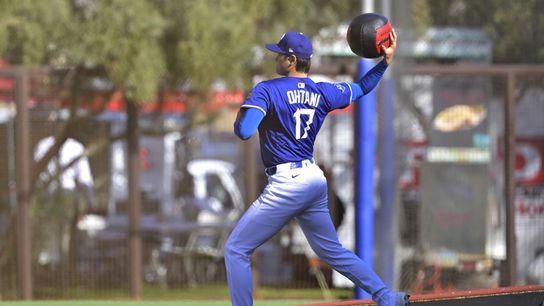 Los Angeles Dodgers two-way player Shohei Ohtani (17) warms up prior to throwing a bullpen session during spring training workouts at Camelback Ranch. Los Angeles Dodgers two-way player Shohei Ohtani (17) warms up prior to throwing a bullpen session during spring training workouts at Camelback Ranch.