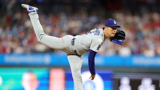Los Angeles Dodgers pitcher Yoshinobu Yamamoto (18) pitches against the Philadelphia Phillies during the fourth inning at Citizens Bank Park. Los Angeles Dodgers pitcher Yoshinobu Yamamoto (18) pitches against the Philadelphia Phillies during the fourth inning at Citizens Bank Park.