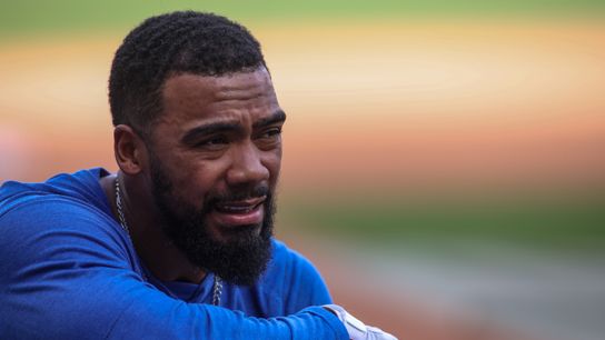 Los Angeles Dodgers right fielder Teoscar Hernandez (37) during batting practice before a game against the Atlanta Braves at Truist Park. 