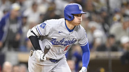 Los Angeles Dodgers designated hitter Shohei Ohtani (17) hits a single during the fifth inning against the San Diego Padres at Petco Park. Los Angeles Dodgers designated hitter Shohei Ohtani (17) hits a single during the fifth inning against the San Diego Padres at Petco Park.