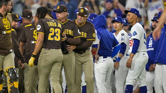 MLB issues suspensions to Dodgers manager Dave Roberts, Padres manager Dave Shildt and reliever Robert Suárez taken at Dodger Stadium  (Los Angeles Dodgers)