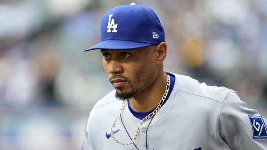 Los Angeles Dodgers shortstop Mookie Betts (50) prior to the game against the Milwaukee Brewers at American Family Field. 