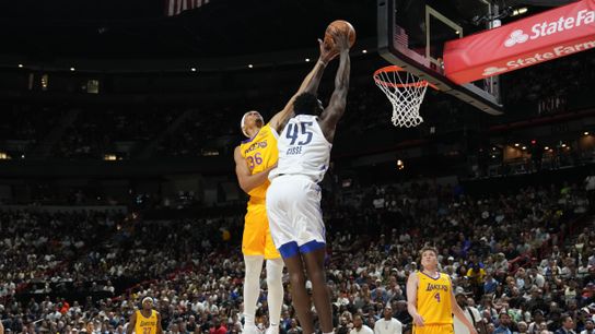 Darius Bazley suffers lower leg injury in Lakers loss to Celtics  taken at Thomas & Mack Center  (Los Angeles Lakers)