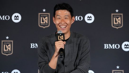 LAFC unveil Son in celebratory press conference  taken at BMO Stadium (LAFC)