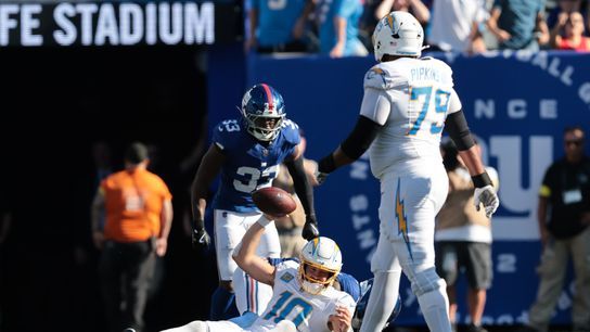 Chargers O-Line woes continue as team loses to Jaxson Dart & Giants taken at MetLife Stadium (Los Angeles Chargers)