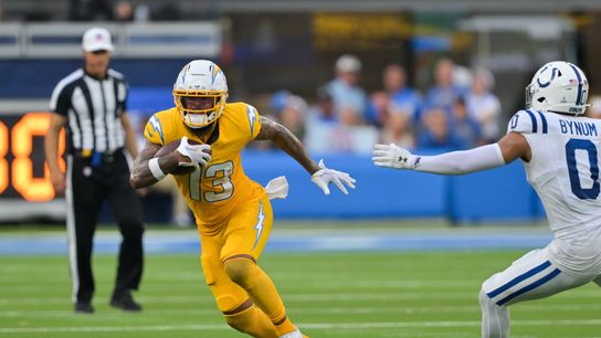 Los Angeles Chargers wide receiver Keenan Allen (13) runs the ball in the second half against the Indianapolis Colts at SoFi Stadium.