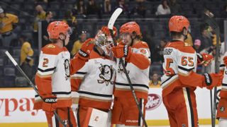 Ducks' speedy offense takes over in second period, defeating Predators, 5-2 taken at Bridgestone Arena (Anaheim Ducks). Photo by Steve Roberts-Imagn Images