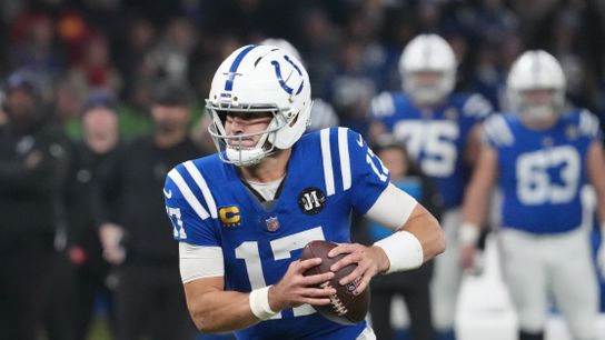 Caption: Nov 9, 2025; Berlin, Germany; Indianapolis Colts quarterback Daniel Jones (17) runs the ball against the Atlanta Falcons during the NFL Berlin Game at Olympic Stadium.
