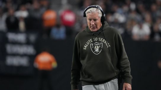 Pete Carroll reacts to Raiders' loss to Cowboys on Monday Night Football taken at Allegiant Stadium (Las Vegas Raiders)