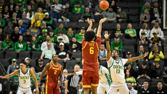 USC Men's Basketball remain undefeated opening up Big Ten play with win over Oregon taken Matthew Knight Arena  (USC)
