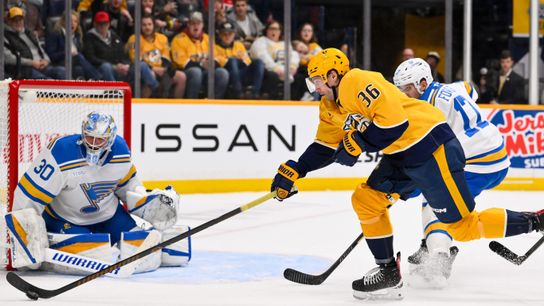 Golden Knights acquire defensive-minded forward from Predators taken in Las Vegas (Vegas Golden Knights). Photo by Steve Roberts-Imagn Images