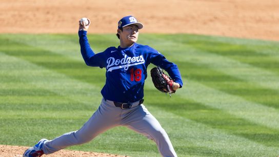 Yamamoto set to pitch again before departing to WBC taken at Diablo Stadium (Los Angeles Dodgers). Photo by Mark J. Rebilas-Imagn Images