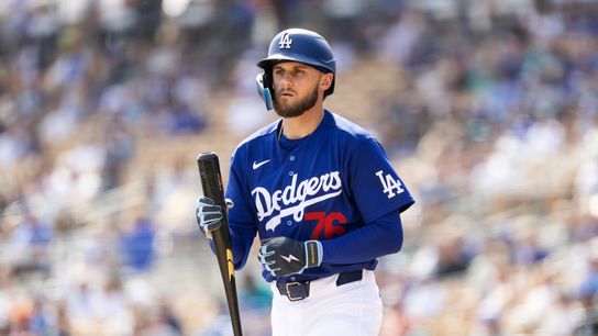 Alex Freeland makes Opening Day roster despite quiet spring taken at Angel Stadium (Los Angeles Dodgers). Photo by Mark J. Rebilas-Imagn Images