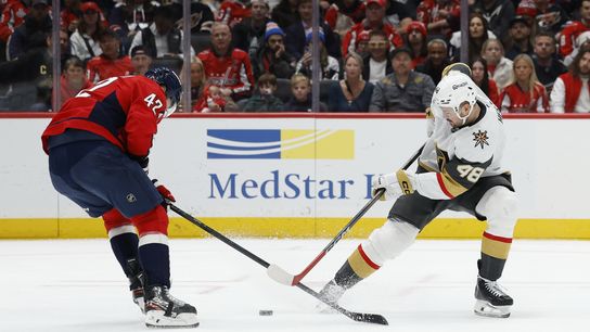 Marner’s 800th point silver lining in Golden Knights’ failed comeback against Capitals taken at Capital One Arena (Vegas Golden Knights). Photo by Geoff Burke-Imagn Images
