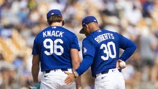 Dodgers Notebook: Roberts managing Ohtani, Tucker returning Sunday, Knack makes third start taken at Camelback Ranch (Los Angeles Dodgers). Photo by Mark J. Rebilas-Imagn Images