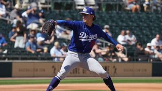 Justin Wrobleski builds off postseason confidence this spring  taken at Hohokam Stadium (Los Angeles Dodgers). Photo by Rick Scuteri-Imagn Images