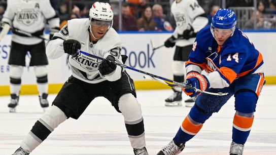 Kings score three early, hold on to down Islanders 3-2 taken at UBS Arena (Los Angeles Kings). Photo by Dennis Schneidler-Imagn Images