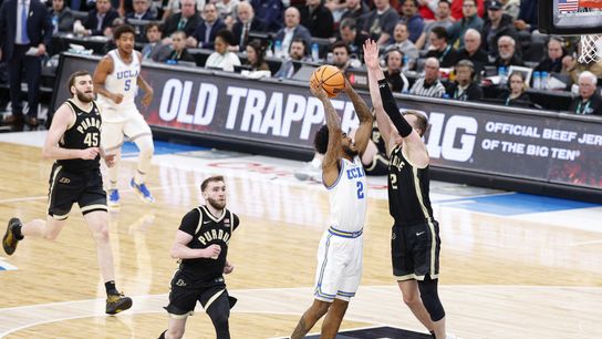  Dent goes down as UCLA loses to Purdue in Big Ten Tournament taken United Center (News). Photo by Kamil Krzaczynski-Imagn Images