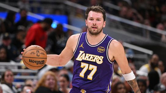 How Luka and LeBron led the Lakers to park the Pacers taken at Gainbridge Fieldhouse  (Los Angeles Lakers). Photo by Marc Lebryk-Imagn Images