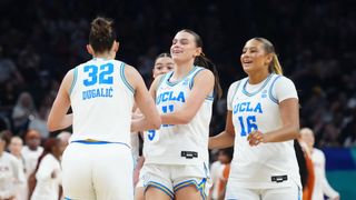 "Job's not finished" as UCLA looks to halt South Carolina dynasty in women's NCAA title game taken at Mortgage Matchup Center (UCLA). Photo by Kirby Lee/Imagn Images