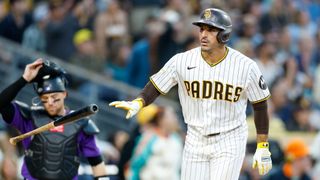 Padres' offense unleashed with nine run outing against Rockies taken at Petco Park (San Diego Padres). Photo by David Frerker-Imagn Images