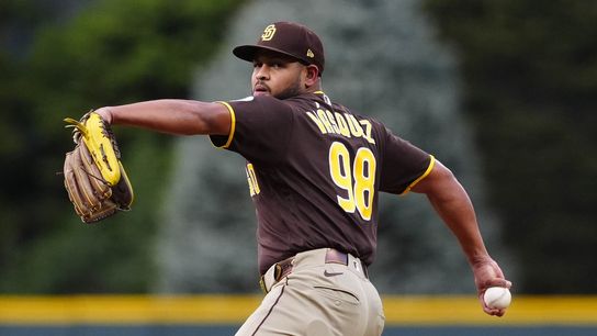 Padres Randy Vásquez tosses seven scoreless innings in shutout over Rockies  taken At Coors Field (San Diego Padres). Photo by © Ron Chenoy-Imagn Images
