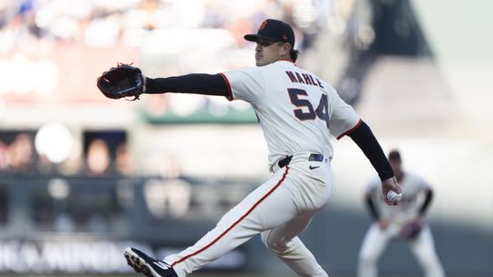 San Francisco Giants pitcher Tyler Mahle (54) pitches during the first inning against the Los Angeles Dodgers at Oracle Park. 