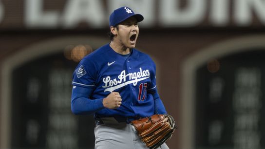 Shohei Ohtani dominates on mound, goes quiet at the plate taken at Oracle Park (Los Angeles Dodgers). Photo by Stan Szeto-Imagn Images