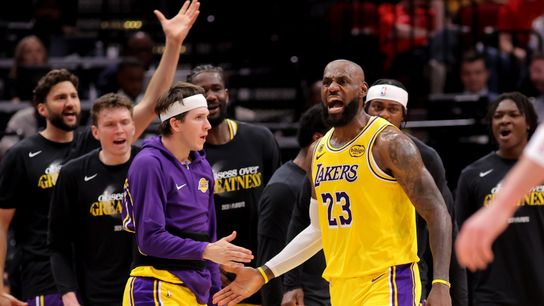 Lakers' defense stonewalls Rockets, 98-78, to advance to second round taken at Toyota Center (Los Angeles Lakers). Photo by Erik Williams-Imagn Images