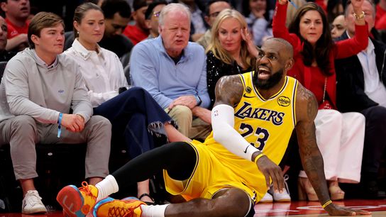 Lakers advance to second round, defeat Rockets in six games taken at Toyota Center (Los Angeles Lakers). Photo by Erik Williams-Imagn Images