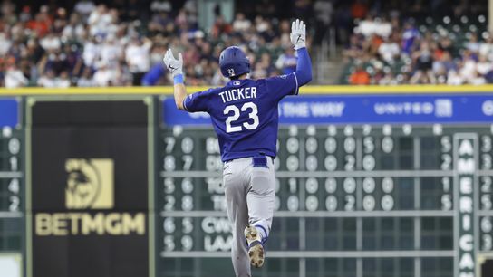Los Angeles Dodgers right fielder Kyle Tucker (23) celebrates while rounding the bases after hitting a home run during the third inning against the Houston Astros at Daikin Park. 