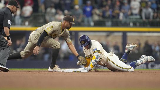 Brewers big third inning too much for Padres, dropping series opener taken At American Family Field (San Diego Padres). Photo by Michael McLoone-Imagn Images