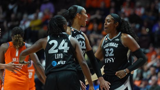 Trust is the name of the game for the Aces early in the season taken at Mohegan Sun Arena (Las Vegas Aces). Photo by David Butler II-Imagn Images