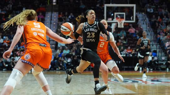 Carter, bench fuel Aces’ dominant win against the Sun taken at Mohegan Sun Arena (Las Vegas Aces). Photo by David Butler II-Imagn Images