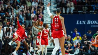 With win over Connecticut, Aces bid adieu to cradle of women’s basketball taken at Mohegan Sun Arena (Las Vegas Aces). Photo by David Butler II-Imagn Images