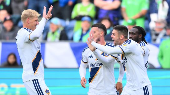 Galaxy shocks Sounders in 2-0 road win in Seattle taken  at Lumen Field (LA Galaxy). Photo by Steven Bisig-Imagn Images