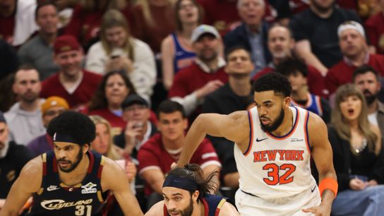 May 23, 2026; Cleveland, Ohio, USA; Cleveland Cavaliers guard Max Strus (2) moves with the ball in the fourth quarter against the New York Knicks during game three of the eastern conference finals for the 2026 NBA playoffs at Rocket Arena. 