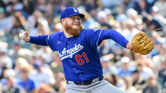 Los Angeles Dodgers pitcher Will Klein (61) throws a pitch in the eighth inning against the Milwaukee Brewers at American Family Field. Los Angeles Dodgers pitcher Will Klein (61) throws a pitch in the eighth inning against the Milwaukee Brewers at American Family Field.