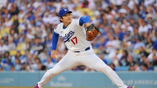 Los Angeles Dodgers two-way player Shohei Ohtani (17) strikes out the first batter during the first inning against the Colorado Rockies at Dodger Stadium. Los Angeles Dodgers two-way player Shohei Ohtani (17) strikes out the first batter during the first inning against the Colorado Rockies at Dodger Stadium.