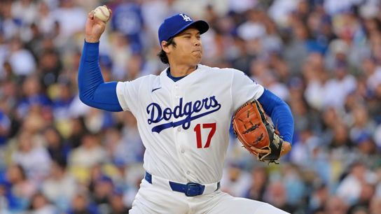 Shohei Ohtani deals six no-hit innings before Teoscar Hernández exits with hamstring injury taken at Dodger Stadium (Los Angeles Dodgers). Photo by Jayne Kamin-Oncea-Imagn Images