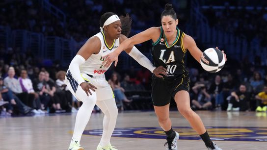 Kelsey Plum scores big in comeback game, despite loss to Wings taken at Crypto.Com Arena (Los Angeles Sparks). Photo by Kirby Lee-Imagn Images