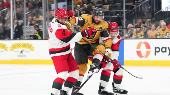 Golden Knights try to take hold of unpredictable Stanley Cup Final in Game Four taken at T-Mobile Arena (Vegas Golden Knights). Photo by Stephen R. Sylvanie-Imagn Images