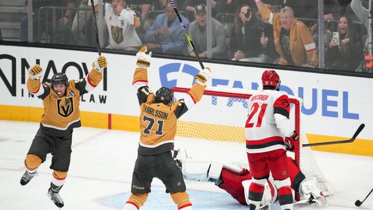 Golden Knights regain Finals lead despite late flair for the dramatics taken at T-Mobile Arena (Vegas Golden Knights). Photo by Lucas Peltier-Imagn Images