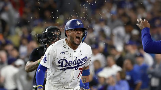 Miguel Rojas' pinch-hit homer lifts Dodgers past Rays taken at Dodger Stadium (Los Angeles Dodgers). Photo by William Navarro-Imagn Images