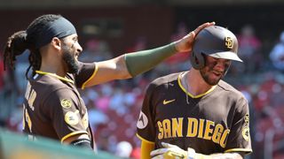 Padres avoid sweep salvaged by big offensive performance against Cardinals taken at Busch Stadium (San Diego Padres). Photo by Tim Vizer-Imagn Images