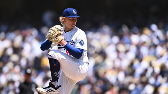 Los Angeles Dodgers pitcher Emmet Sheehan (80) goes into the windup against the Baltimore Orioles during the third inning at Dodger Stadium. Los Angeles Dodgers pitcher Emmet Sheehan (80) goes into the windup against the Baltimore Orioles during the third inning at Dodger Stadium.