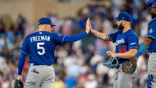 Injuries mount for Dodgers as Tucker, Rushing exit in win over Twins taken at Target Field (Los Angeles Dodgers). Photo by Jesse Johnson-Imagn Images