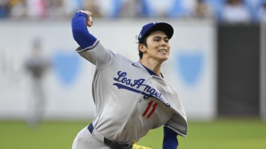 Dodgers drop opener to Padres behind Sasaki's command issues taken at Petco Park (Los Angeles Dodgers). Photo by Denis Poroy-Imagn Images