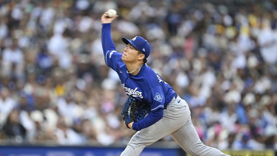 Los Angeles Dodgers pitcher Yoshinobu Yamamoto (18) delivers during the fifth inning against the San Diego Padres at Petco Park. 